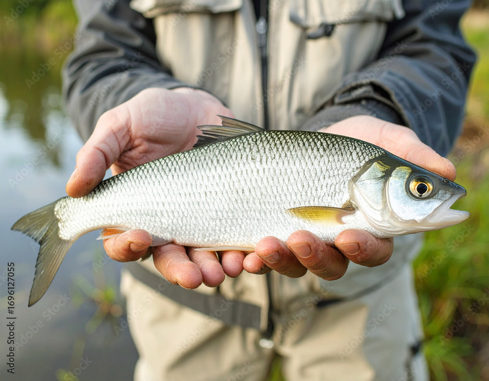 Obraz premium Hand holding sea bass