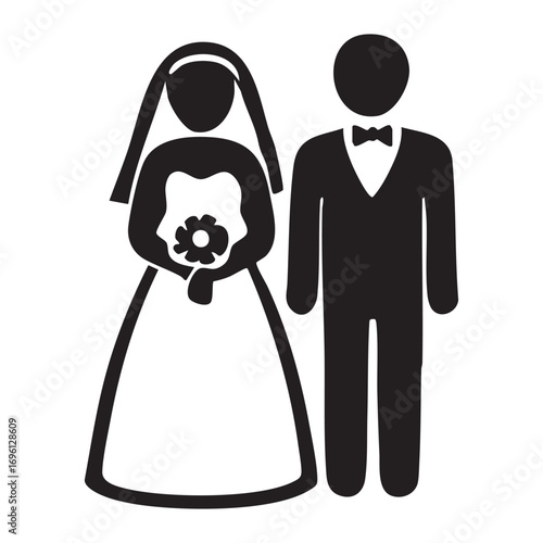 black silhouettes of the bride and groom