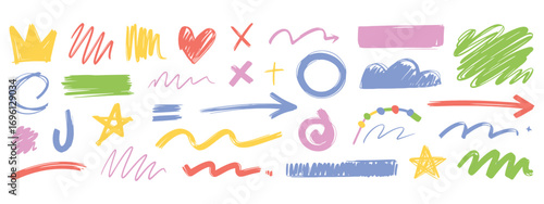 Hand-Drawn Doodle Elements Colorful Vectors for Design