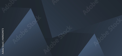 Abstract geometric composition featuring overlapping triangles and polygons in shades of dark blue and gray.