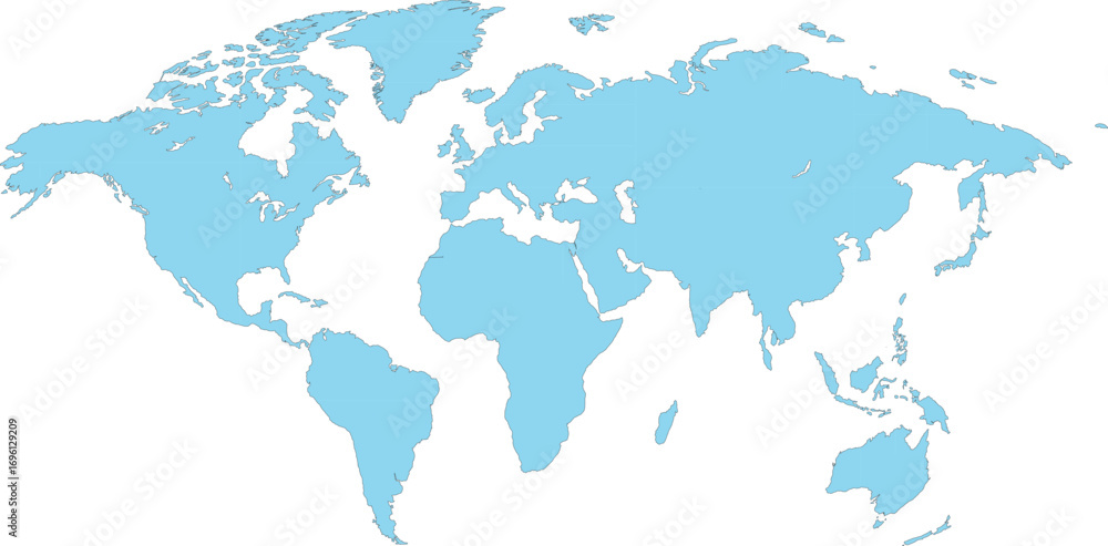Obraz premium High-Quality World Map Vector – Blue Gradient Abstract Style
