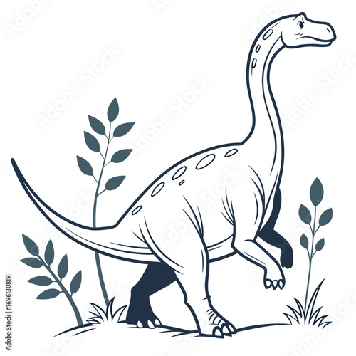 Cute cartoon dinosaur illustration for children and educational purposes