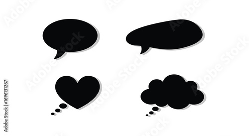 various speech bubbles shapes including heart and cloud designs