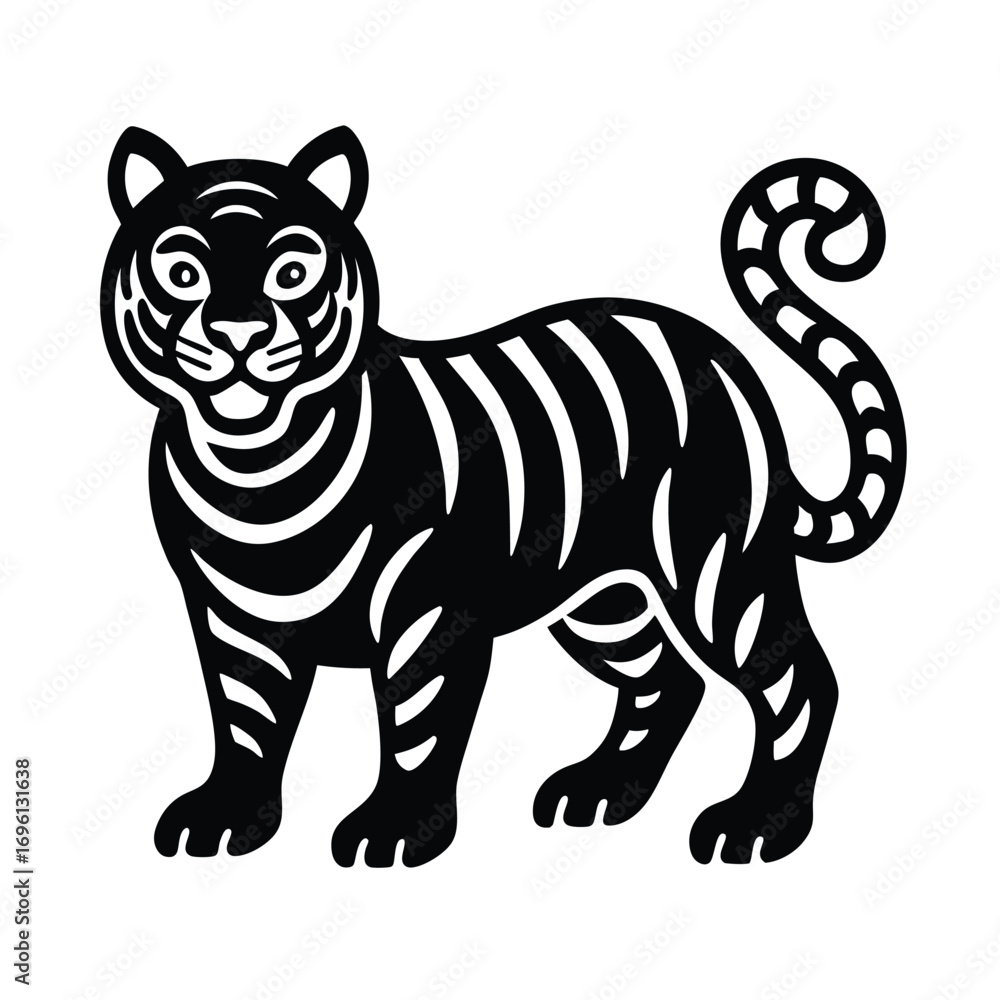 Obraz premium Korean Tiger Illustration Icon Symbol
