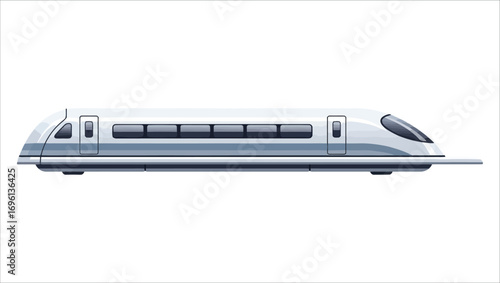 Sleek and Advanced High-Speed Electric Train Design Depicting Modern Rapid Passenger Transportation and Sustainable Future Travel Infrastructure, Isolated on a Clean White Background