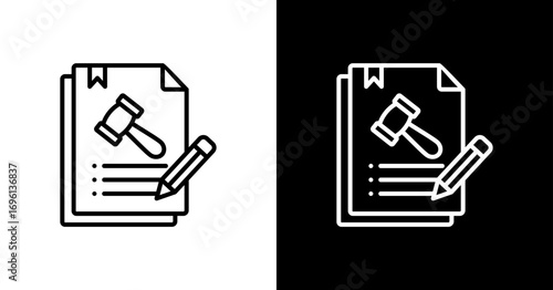 Legal Contract White Icon Set Design