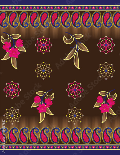 PrintElegant floral seamless pattern in black and gold color design. Trendy fabric prints. Vector illustration viscose