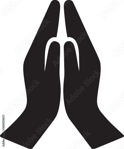 Prayer hands silhouette vector design, ideal for Islamic, religious, spiritual, worship, and cultural themes.