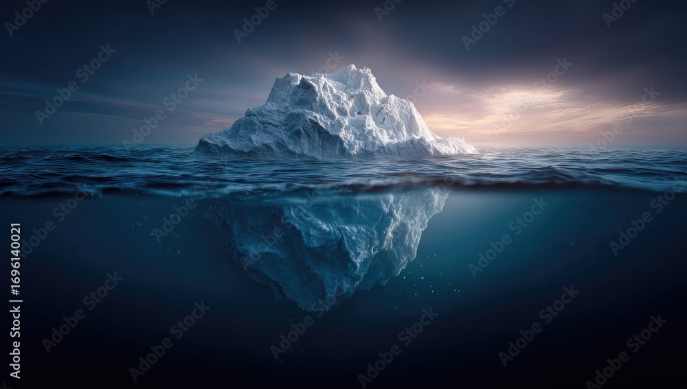 Fototapeta premium Iceberg submerged in dark ocean (1)