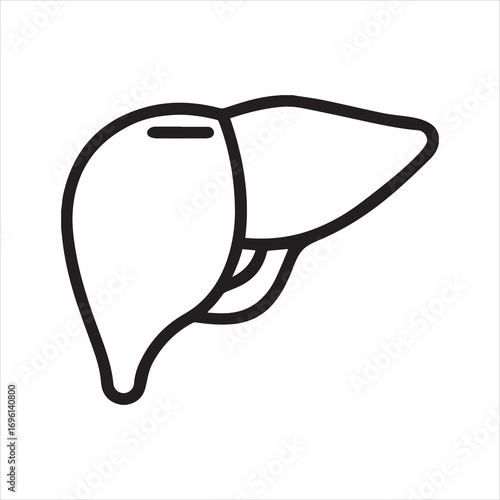 Thin line liver icon silhouette isolated on white background