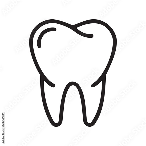 Thin line tooth icon silhouette isolated on white background