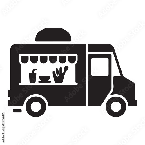 food truck icon or logo isolated sign symbol vector illustration. Vector black silhouette. with white background