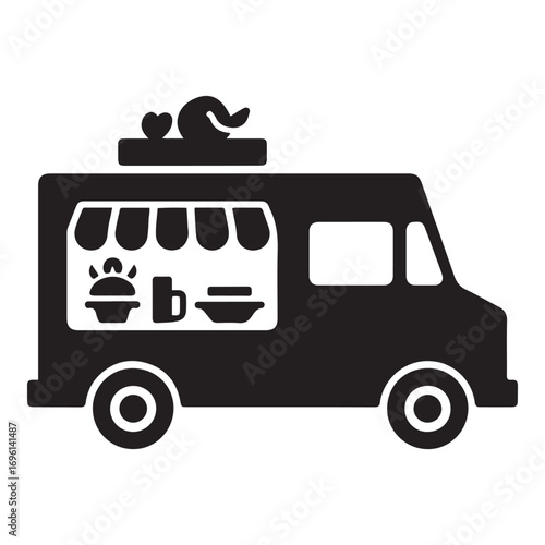 food truck icon or logo isolated sign symbol vector illustration. Vector black silhouette. with white background