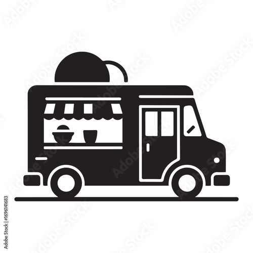food truck icon or logo isolated sign symbol vector illustration. Vector black silhouette. with white background