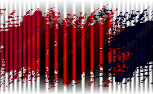 Abstract grunge background featuring bold red, black, navy blue, and white colors combined with vertical stripes and distressed paint brush stroke textures.