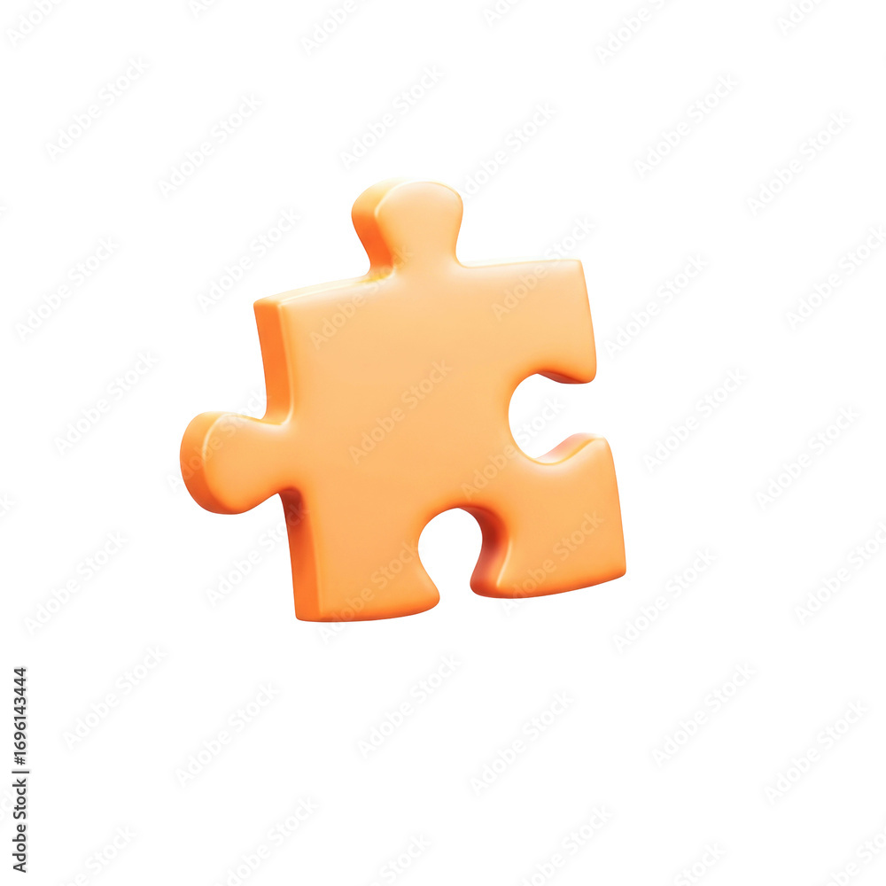 Obraz premium missing piece 3d render of a peach puzzle element, solution concept, isolated on transparent background