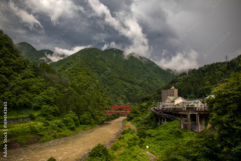 Fototapeta premium Summer in Unazuki Onsen Village, Toyama Prefecture, Japan