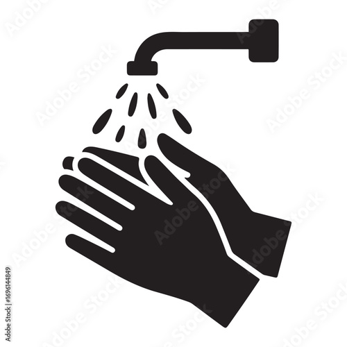 Hand wash icon vector. Clean hands icon vector. Sign and symbols on trendy design. Vector black silhouette. with white background