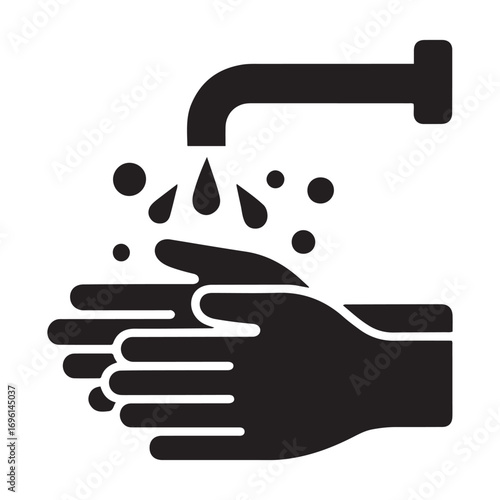 Hand wash icon vector. Clean hands icon vector. Sign and symbols on trendy design. Vector black silhouette. with white background