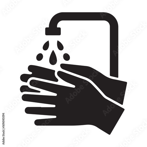 Hand wash icon vector. Clean hands icon vector. Sign and symbols on trendy design. Vector black silhouette. with white background