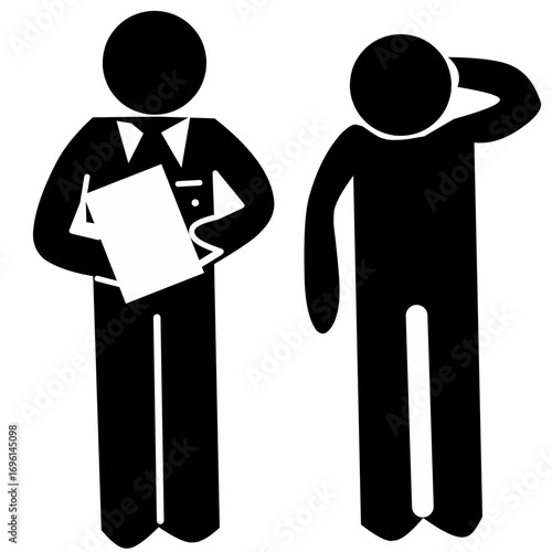 Man Getting Car License from Driving School Lesson Stick Figure Pictogram Icon