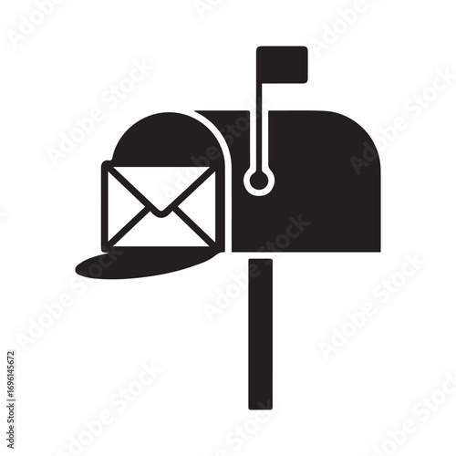 Mail box icon vector design template. Vector black silhouette. with white background