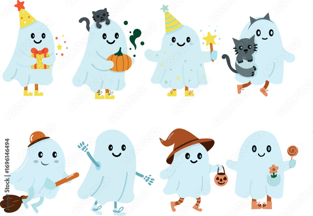 Fototapeta premium funny ghosts set