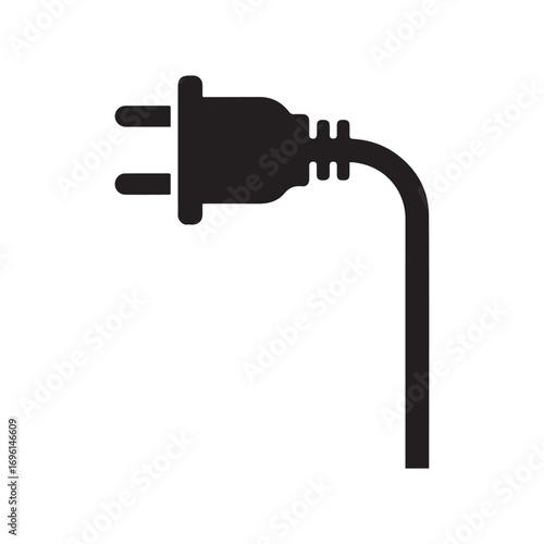 Electric plug icon vector sign and symbols. Vector black silhouette. with white background