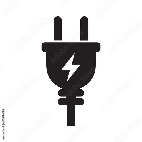 Electric plug icon vector sign and symbols. Vector black silhouette. with white background