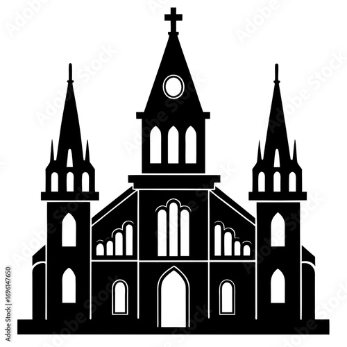Wallpaper Mural Gothic Cathedral a simple vector clean black silhouette design white background Torontodigital.ca