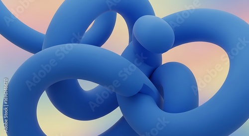 Abstract Blue Intertwined Organic Shapes Gradient Background