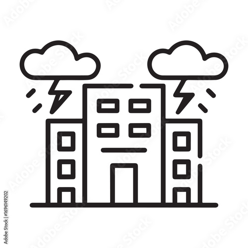 Building, earthquake icon Line Art. Simple line, outline vector elements of natural disasters icons for ui and ux, website or mobile application. with white background