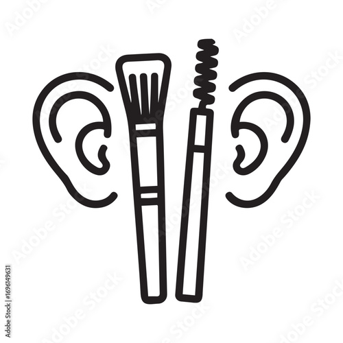 eared sticks icon Line Art. Element of make up and cosmetics icon for mobile concept and web apps. with white background