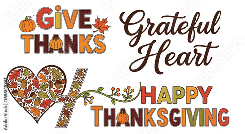 Thanksgiving Greetings with Autumnal Designs and Gratitude Messages