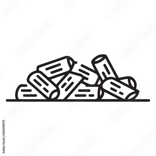 Wood chips icon Line Art. Element of row matterial icon. with white background
