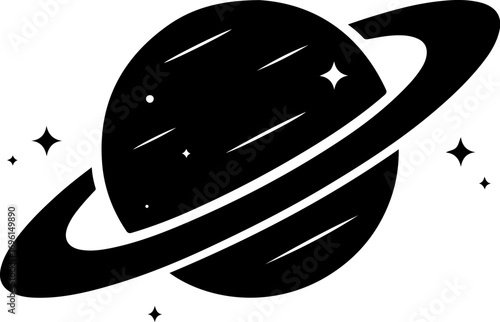 Iconic silhouette of planet saturn with rings and stars symbolizing space exploration and cosmic wonder vector
