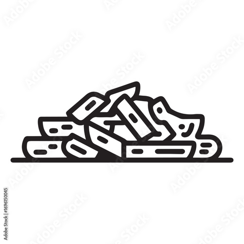 Wood chips icon Line Art. Element of row matterial icon. with white background