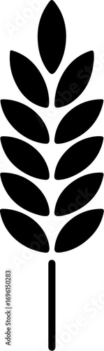 Simple silhouette icon of a wheat stalk represents agriculture food and grain harvest vector