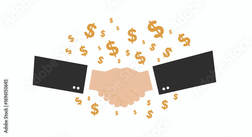Handshake with coins symbolizing business agreement and collaborative economic partnerships