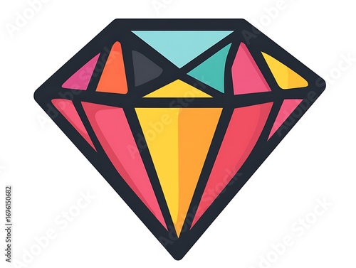 Lustrous Precious Gemstone Graphic Featuring a Kaleidoscope of Hues, Symbolizing Luxury, Elegance, and Value in Design