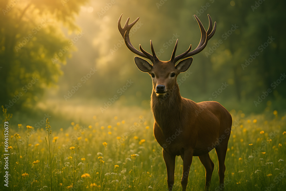 Fototapeta premium majestic deer on summer forest