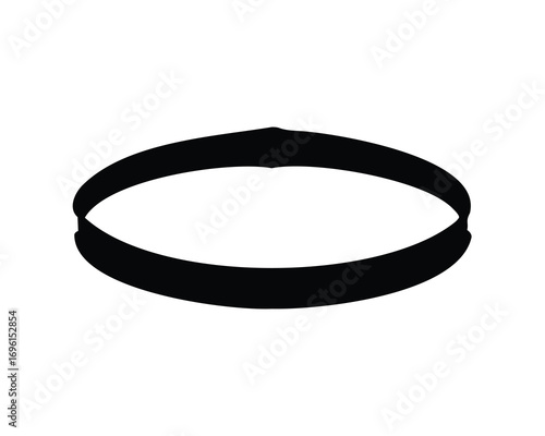 Abstract black oval ring shape with a slight point at the top center