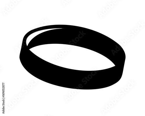 Black elastic fitness band or wristband on a white background, sports accessory