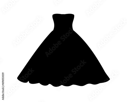 Elegant strapless gown silhouette in black, representing formal wear and style