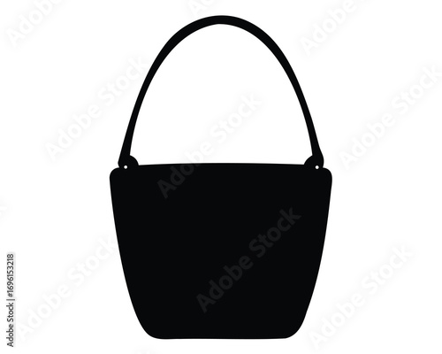 Silhouette of a stylish bucket bag with a handle against white background