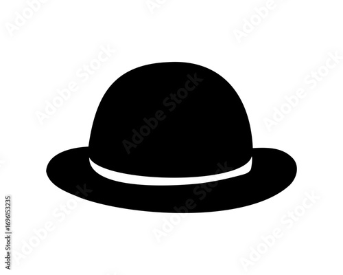 Black bowler hat with white band isolated on white background image