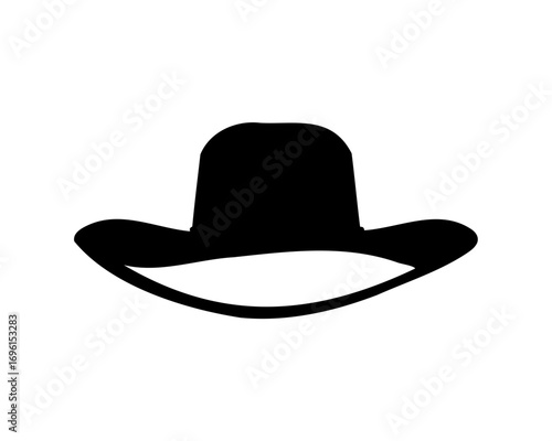 Silhouette of a classic western cowboy hat, isolated on white background