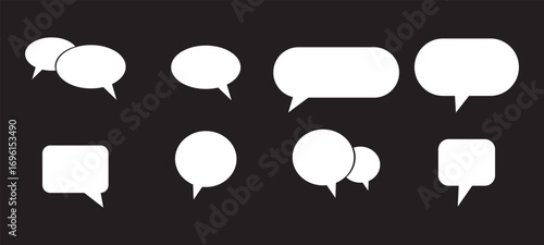 Silhouette speech bubble vector set. Speech bubbles. communication concept, simple flat design. text box and message icon collection on. Simple black silhouette of two overlapping speech bubbles indic