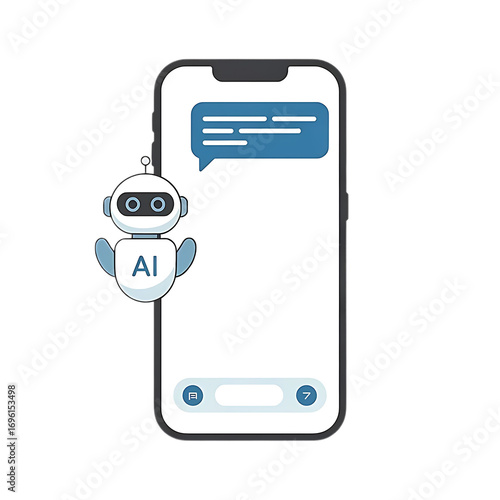 a smartphone screen showing a chatbot conversation with an AI assistant icon
