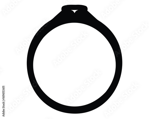 Elegant simplistic black silhouette of a ring against a pristine white background